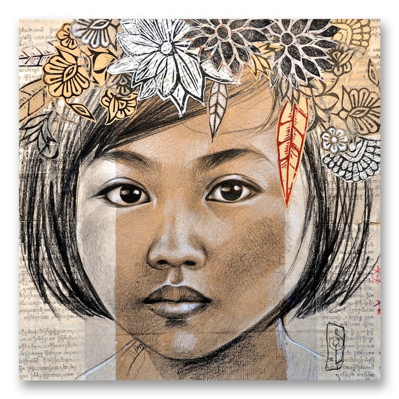 Image of Paper Art Print - "La couronne de feuilles"