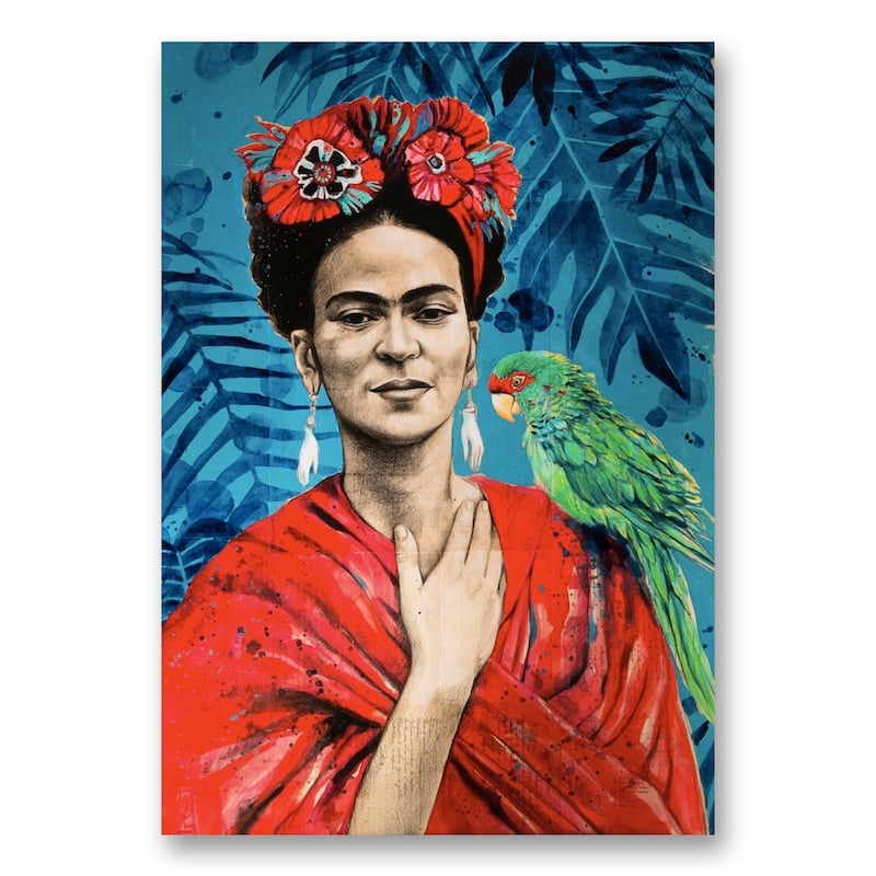 Image of Paper Art Print - "Frida au perroquet"