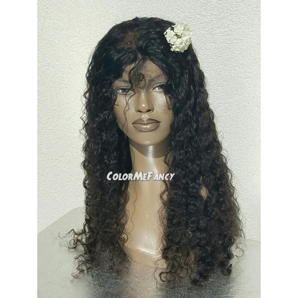 Image of Virgin Brazilian Curly Front Lace Wig 20"