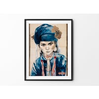 Image 3 of Paper Art Print - "Le chèche indigo"