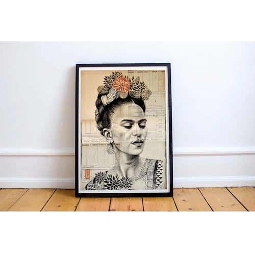 Image of Paper Art Print - "Frida N&B"