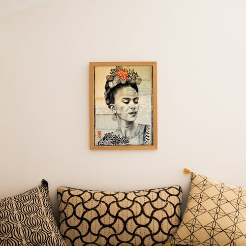 Image of Paper Art Print - "Frida N&B"