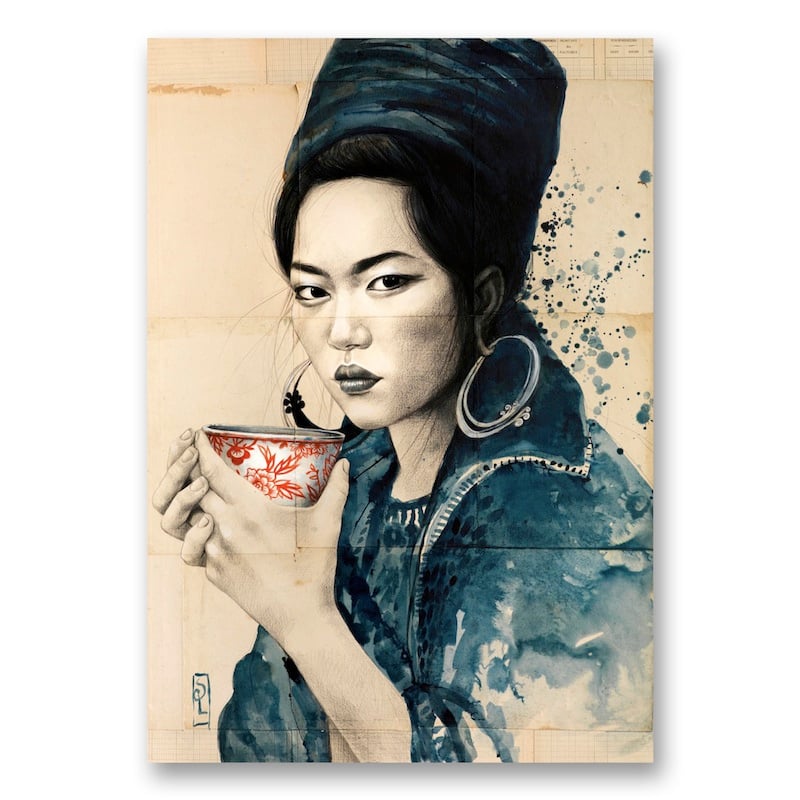 Image of Paper Art Print - "Pause thé chez les Hmong noirs"