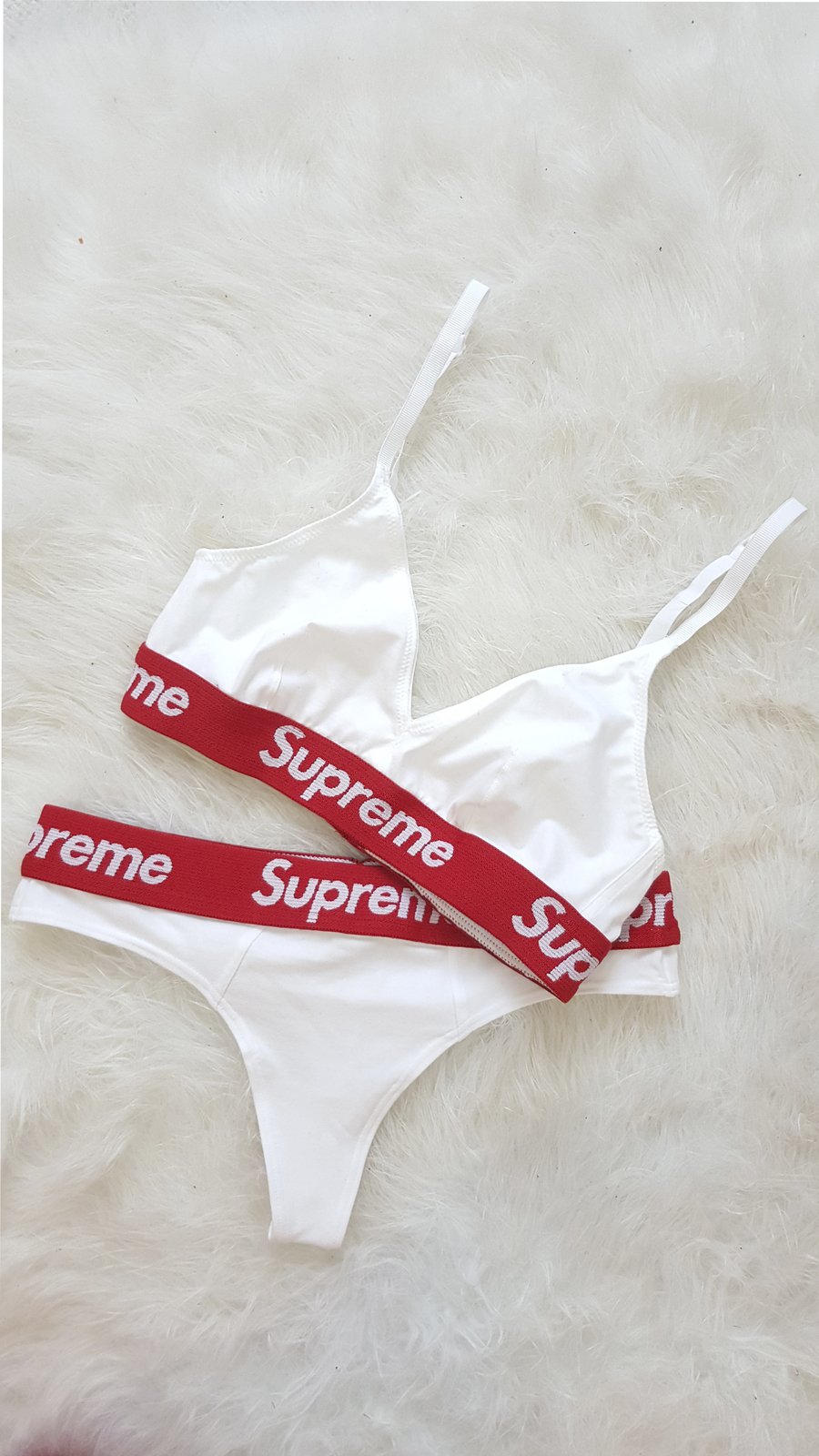 Image of White & Red Supreme Underwear