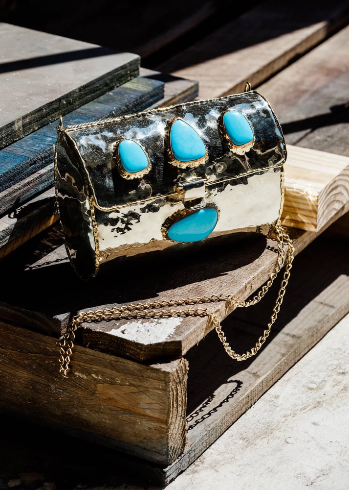 Image of Turquoise and Brass Clutch