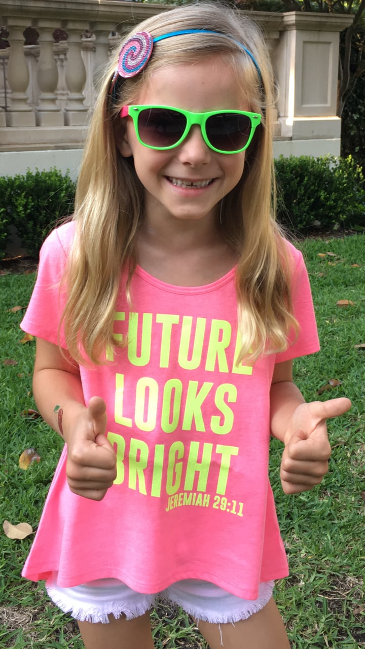 Image of FUTURE LOOKS BRIGHT - Jeremiah 29:11 - Bubblegum Pink with Neon Yellow Glitter