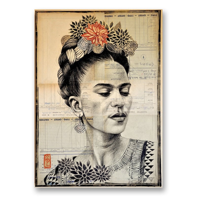 Image of Canva Art Print - "Frida en N&B"