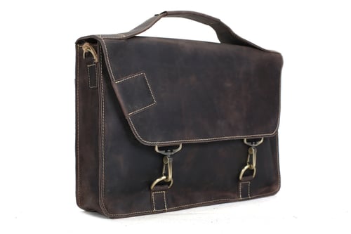 Image of Vintage Style Genuine Leather Briefcase Men's Messenger Bag Laptop Bag Business Handbag 9081