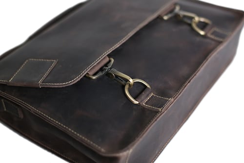 Image of Vintage Style Genuine Leather Briefcase Men's Messenger Bag Laptop Bag Business Handbag 9081