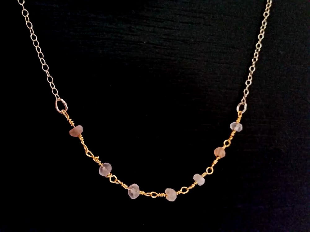 Image of 14K Gold Necklace for Layering with Faceted Moonstone Bead Accents