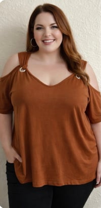 Image 4 of 2X MineTom Open Shoulder Top # 472*10 (Gently Used)