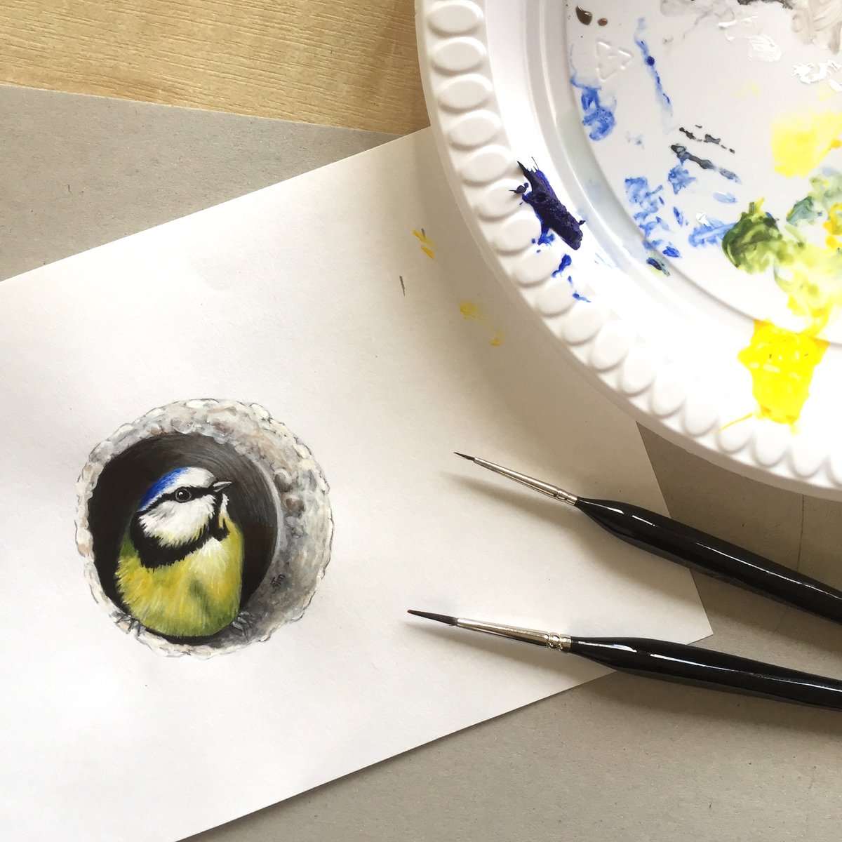 Image of Bessie Blue tit in wall ~ Removable Wall sticker