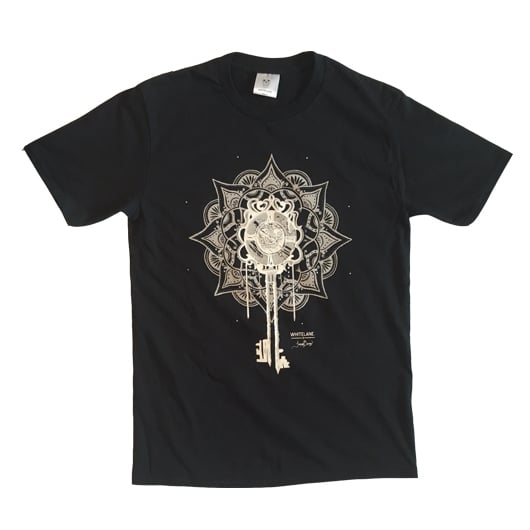 Image of Whitelane. x Jessica Barros collaboration clock & key tshirt - Black