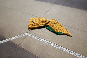 Image of Beach Towel - old gold & hunter green