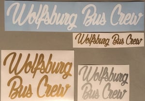 Image of Wolfsburg Bus Crew Script Windscreen Sticker [LARGE] 38cm x 8cm