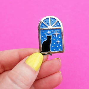 Image of Stargazer Cat, enamel pin - astrology - lapel pin