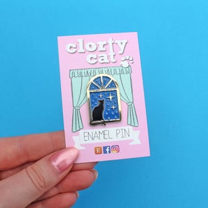 Image of Stargazer Cat, enamel pin - astrology - lapel pin