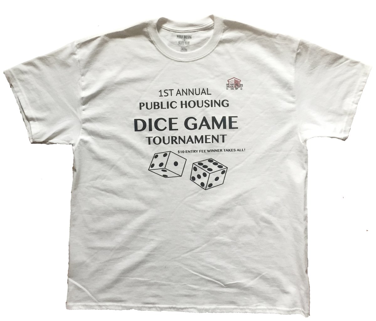 Image of WHITE DICE GAME TOURNAMENT T-SHIRT 