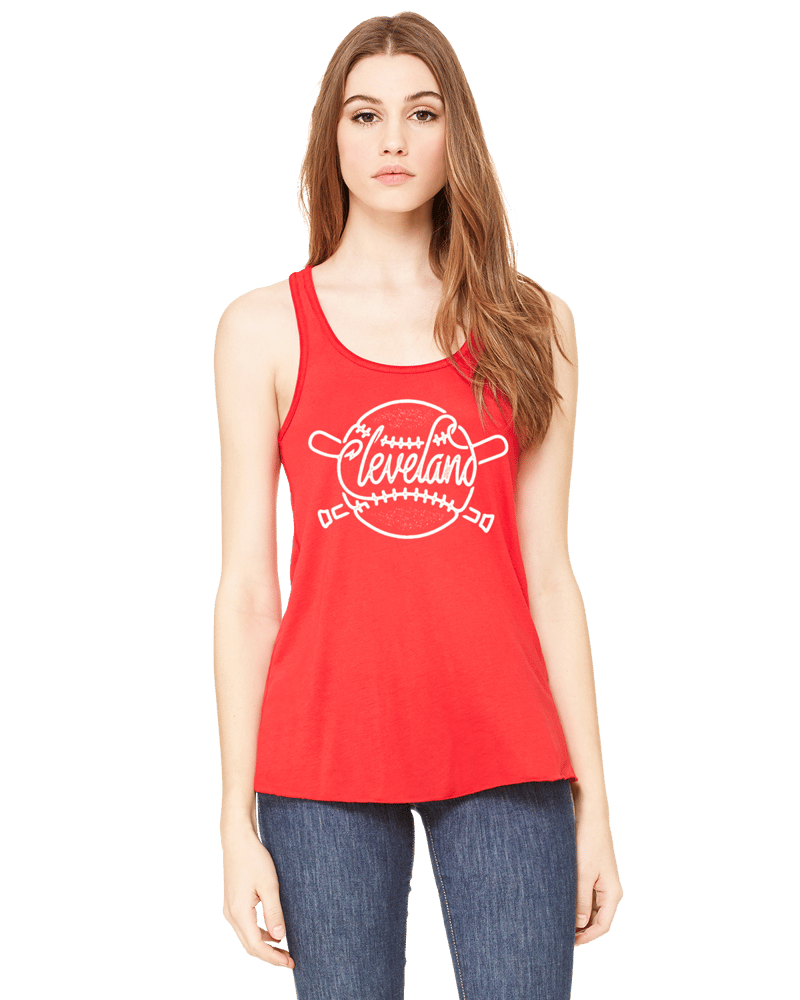 Image of Cleveland Baseball Ladies Red Tank