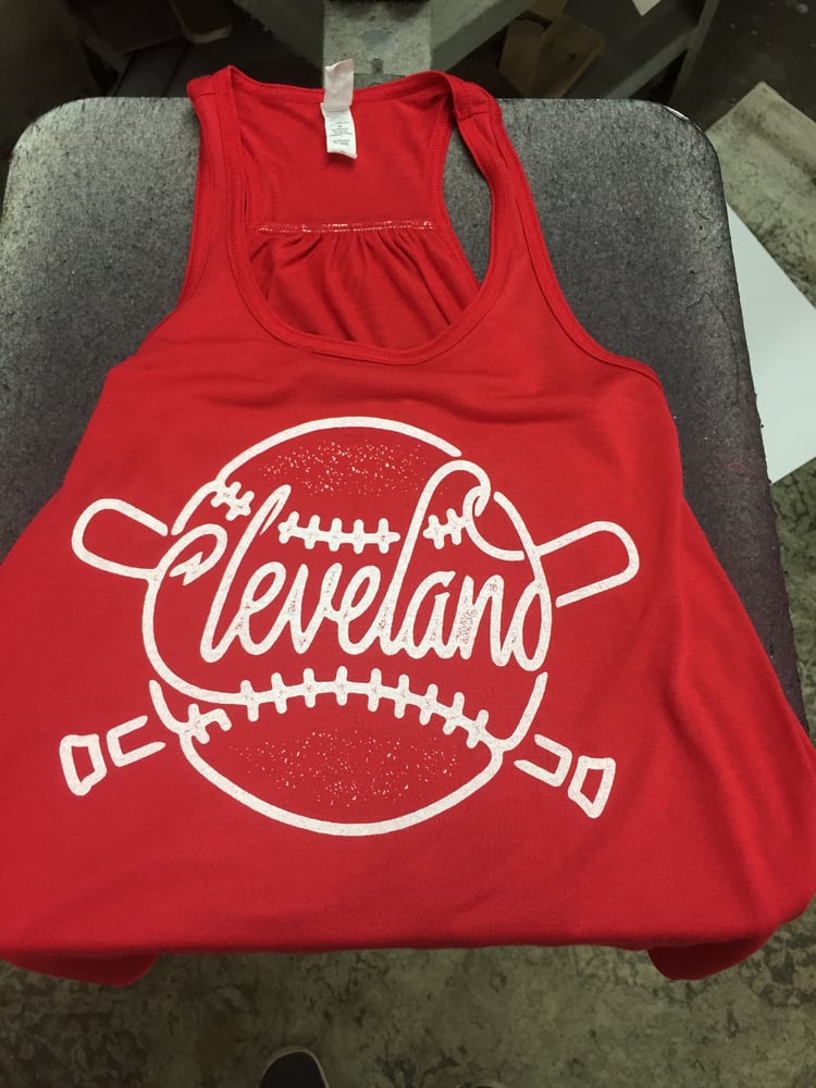 Image of Cleveland Baseball Ladies Red Tank