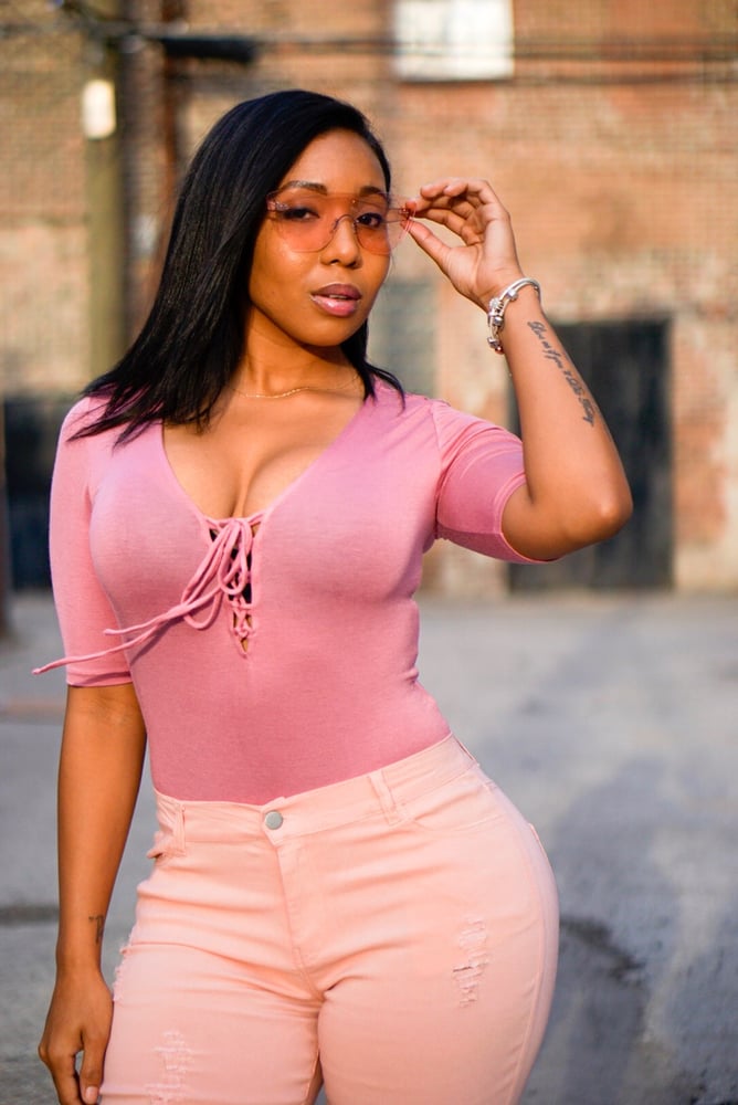 Image of Pink Crossed Out Bodysuit