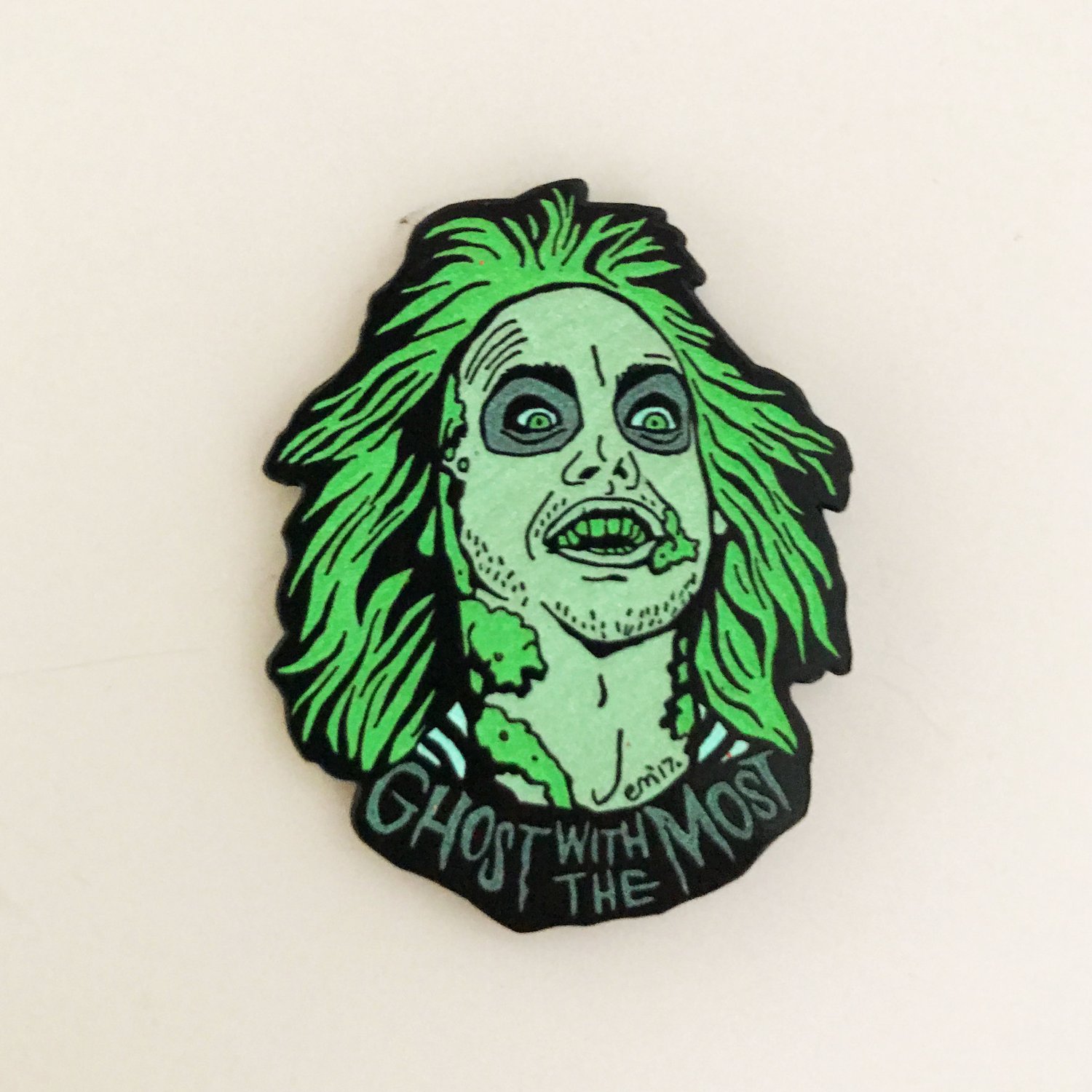 Beetlejuice Glowing Enamel pin | Emetic Art