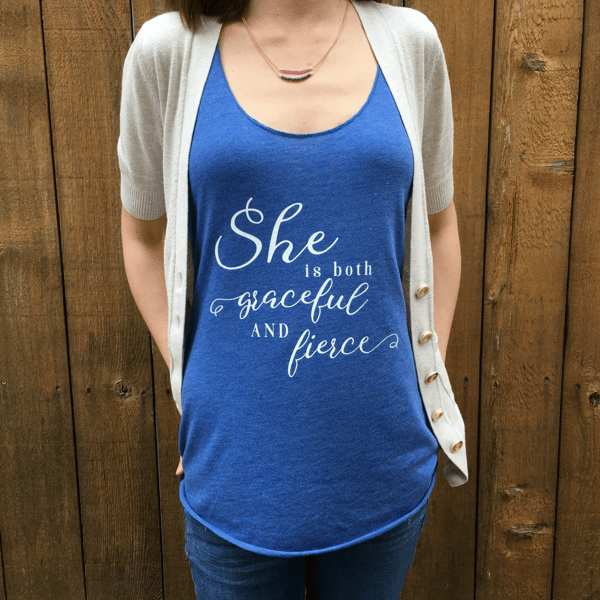 Image of She is both Graceful and Fierce Women's Tank - Vintage Royal Blue