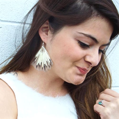 Image of Sealed in Ice Quill Glam Fan Earrings