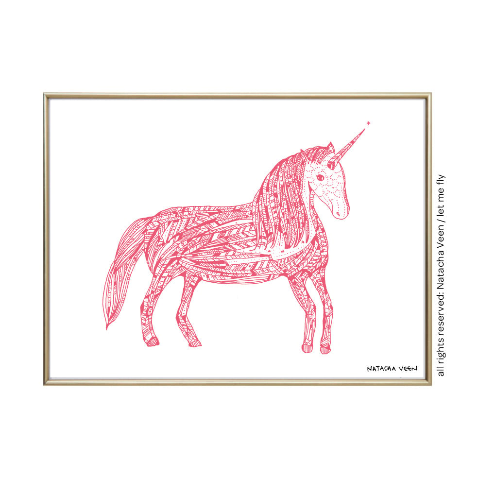 Image of pink unicorn_ A4