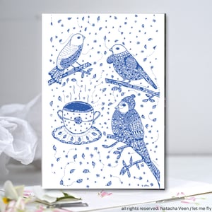 Image of Greeting card *Birds cappuccino*