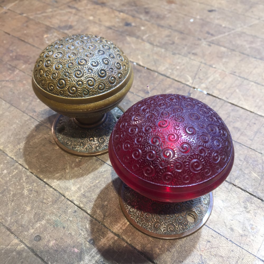 Image of Banded Rim Damascene Door Knob