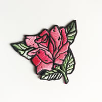 Image 1 of Pink Rose Embroidered Patch