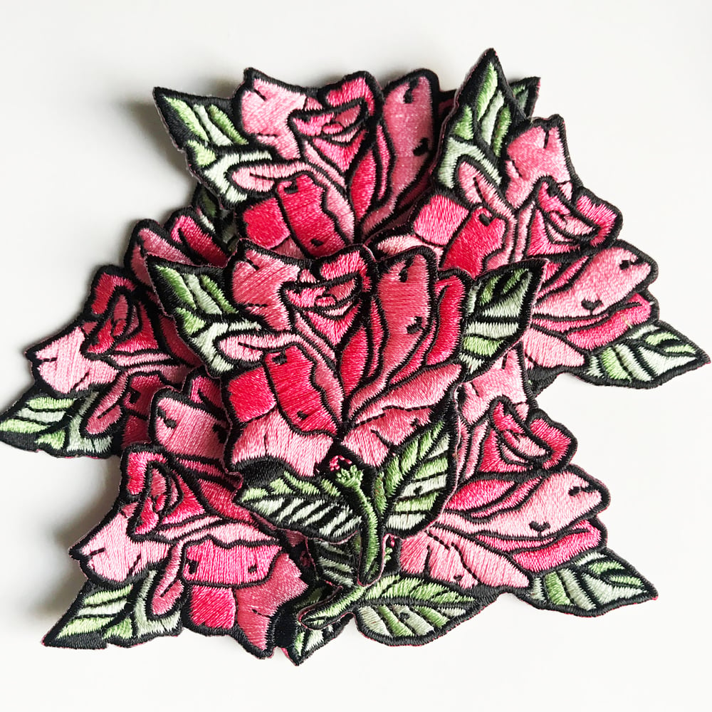 Pink Rose Embroidered Patch