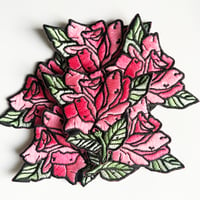 Image 2 of Pink Rose Embroidered Patch