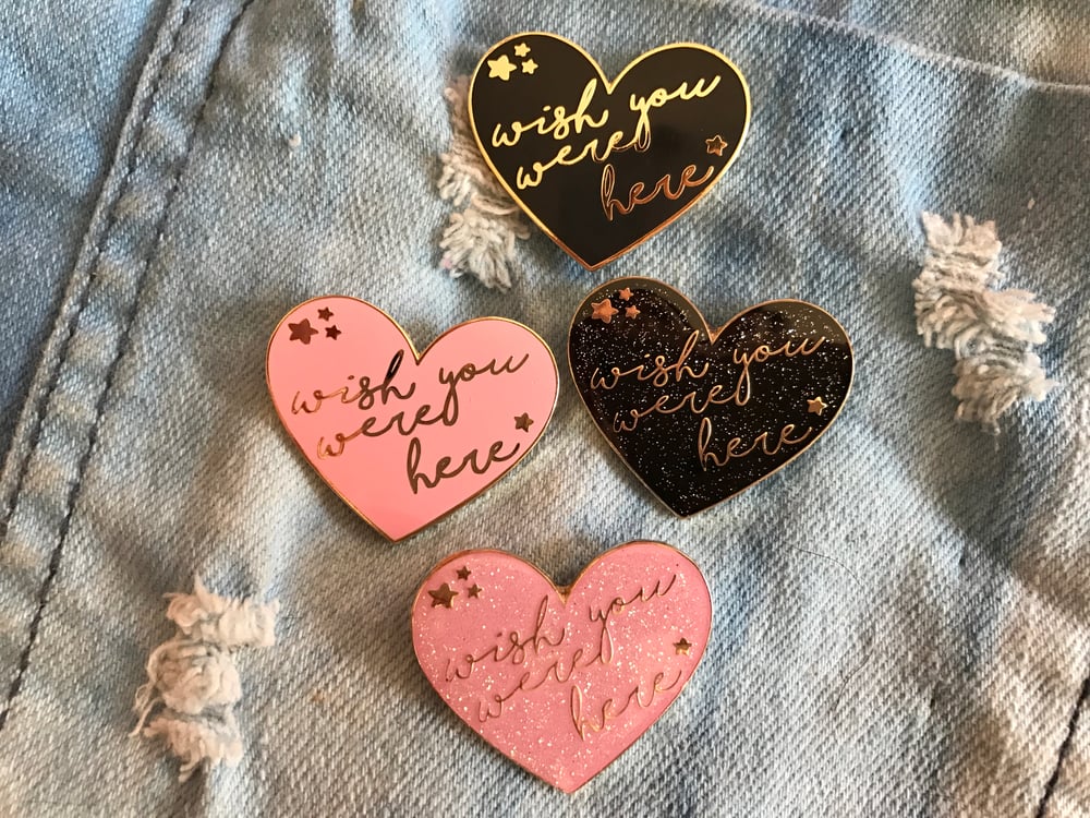 Image of "Wish You Were Here" Heart Enamel Pin