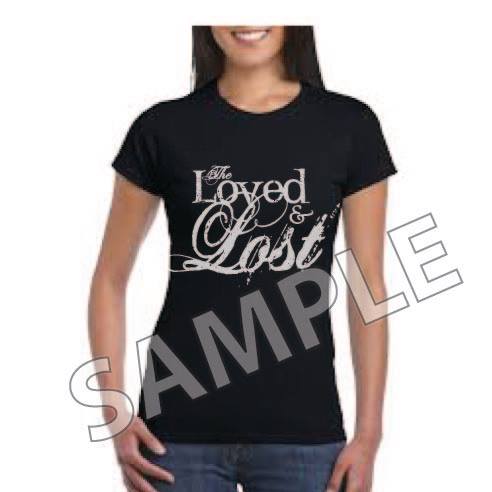 Image of Ladies - White TLAL Logo on Black T-shirt 