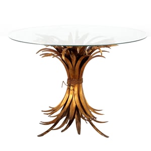 Image of 1950s wheatsheaf glass and gilt cocktail table