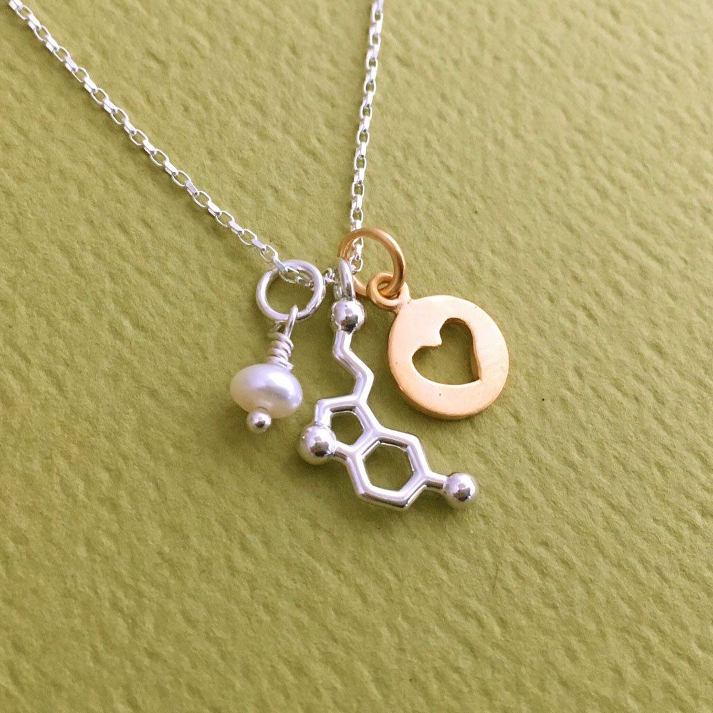 Image of tiny serotonin heart necklace
