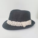 Fedora for Girls with Lace Trim