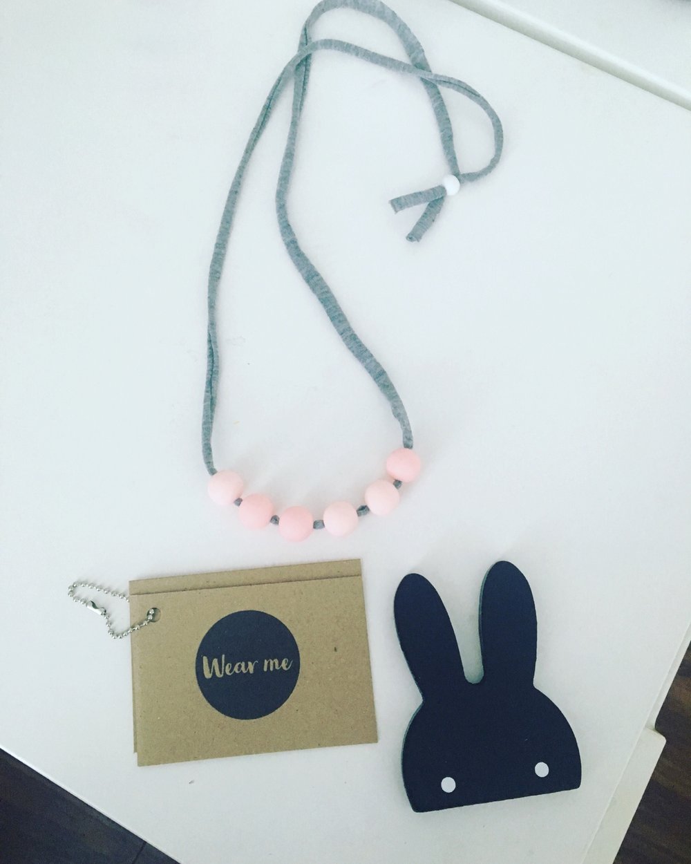 Image of Pastel pink tee silicone necklace