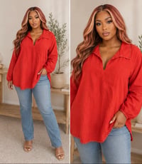 Image 4 of New 1X In The Nash Peach Studded Linen top #1210*14