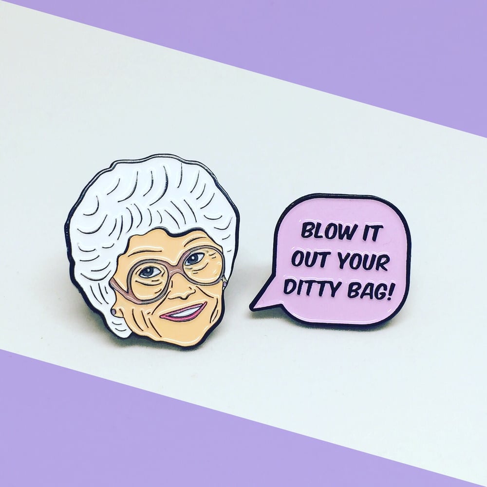 Image of Sophia and Speech Bubble Quote, Golden Girls, Enamel Pin