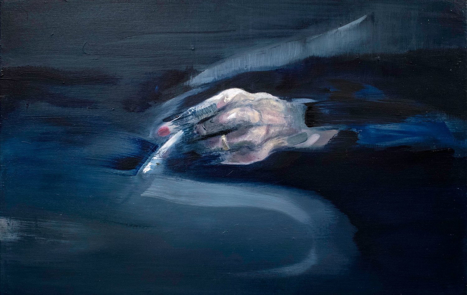 Image of Painting / maleri / "A foggy night" / 55x35 cm