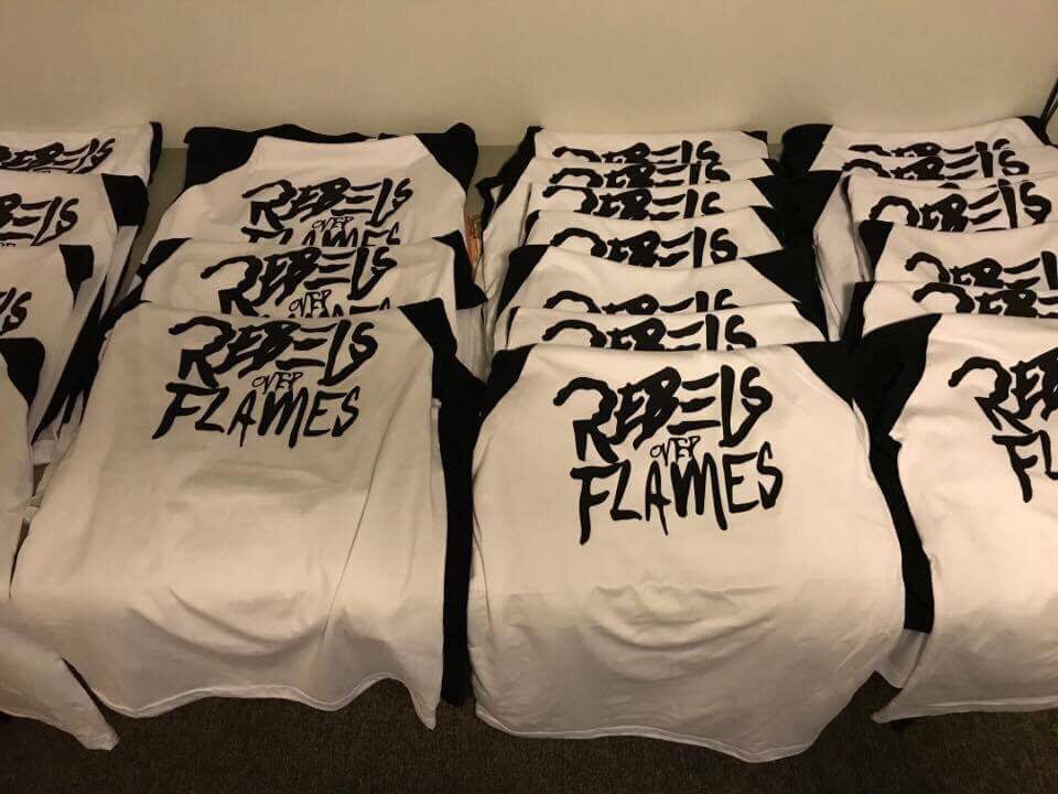 Image of Rebels Over Flames baseball tees