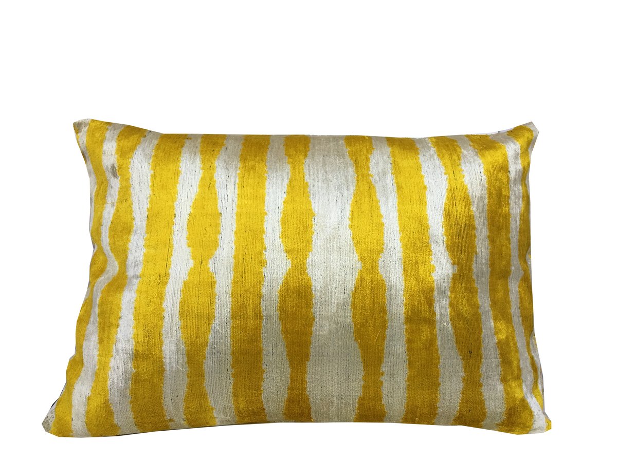 Silk Velvet Ikat Pillow | Yellow Pattern / Humble & Poe Marketplace