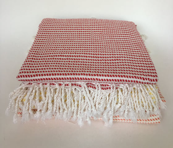 Image of Turkish Cotton/Bamboo Throw | Red/White