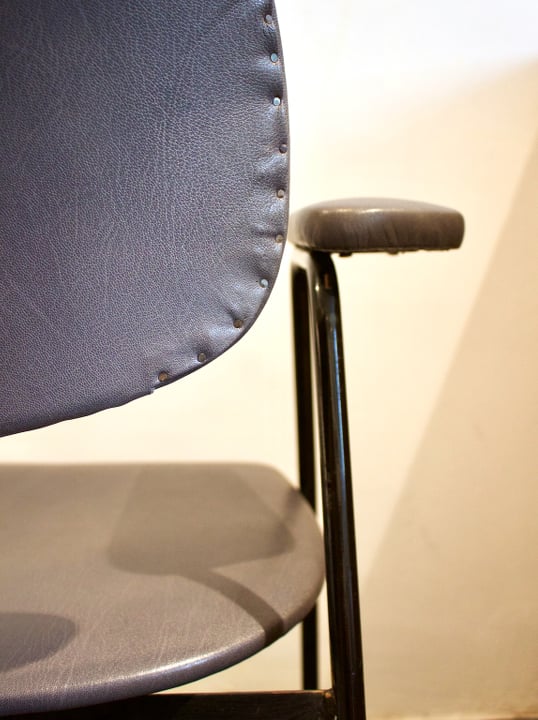 Image of Grey Leather Desk Chair by Van Der Meeren