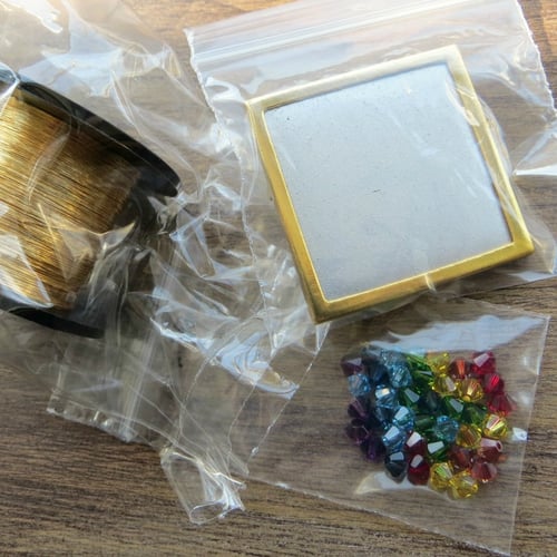 Image of CHARITY DIAGONAL RAINBOW - Crystal Brooch Knitting Kit