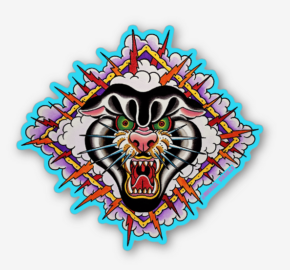 Image of Black Panther aka "Blavk Pamfo" Sticker by Michael Ciasullo