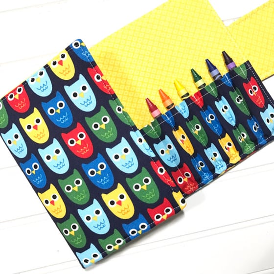 Image of Crayon wallet, Kids travel coloring wallet, Primary Owls